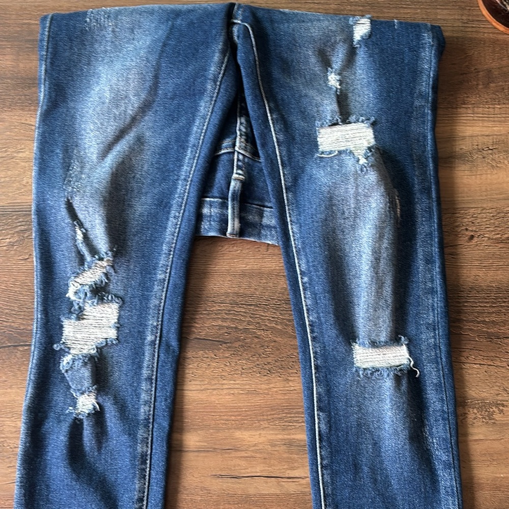 Kan Can Signature High Rise Button Fly Distressed Jeans 25 - Picture 4 of 7